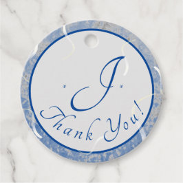 Blått och Grått, marmorerat, monogrammat Gåvor Etiketter