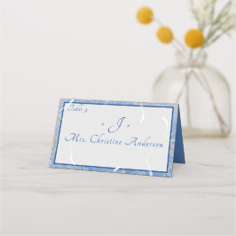 Blått och Grått marmorerat Placeringskort