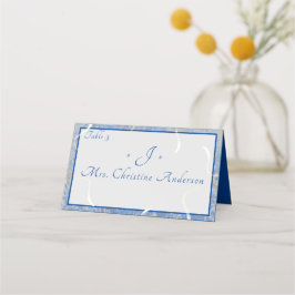 Blått och Grått marmorerat Placeringskort