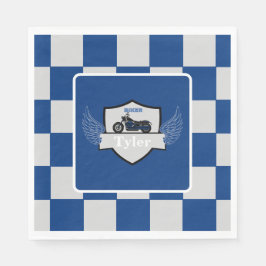 Blått och grått som kontrolleras och motorcykel pappersservett