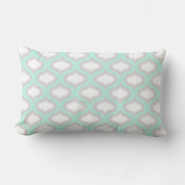 Blått och Grått Tile Vinkar Lumbar Pillow Lumbarkudde (Framsida)