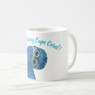 Blått och grön gräva uggladekor kaffemugg