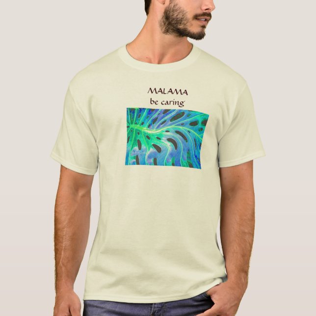 Blått och grön Monstera T-tröja T-shirt (Framsida)