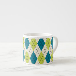 Blått och gröna Argyle Espressomugg