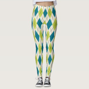 Blått och gröna Argyle Leggings