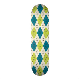Blått och gröna Argyle Skateboard Bräda 21,5 Cm