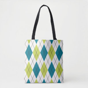 Blått och gröna Argyle Tygkasse