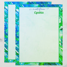 Blått och Grönt Abstrakt med skrivarstorlek - vatt