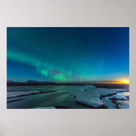 Blått och Grönt Aurora Borealis, Island Poster