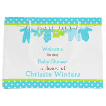 Blått och Grönt Baby Line Baby Shower Poster