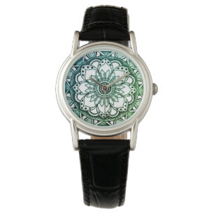 Blått och Grönt Blå Mandala eWatch Watch Armbandsur