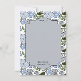 Blått och Grönt Blommigt Blockera utskrift av föde Tack Kort