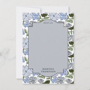 Blått och Grönt Blommigt Blockera utskrift av föde Tack Kort