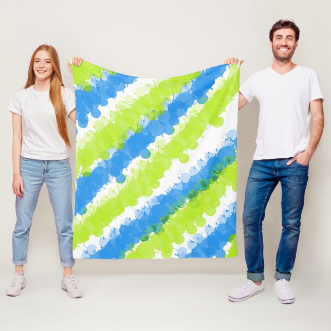 Blått och Grönt Bright Splatter Fleecefilt (På plats)