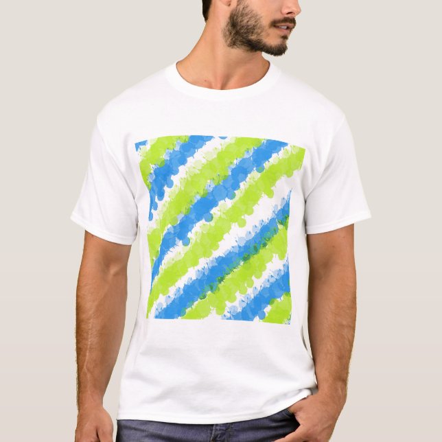 Blått och Grönt Bright Splatter T Shirt (Framsida)