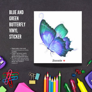 Blått och Grönt Butterfly Vinyl Sticker Klistermärken