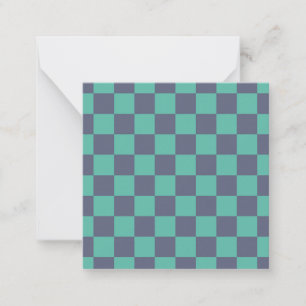 Blått och Grönt Checkerboard Anteckningskort