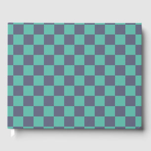 Blått och Grönt Checkerboard Gästböcker
