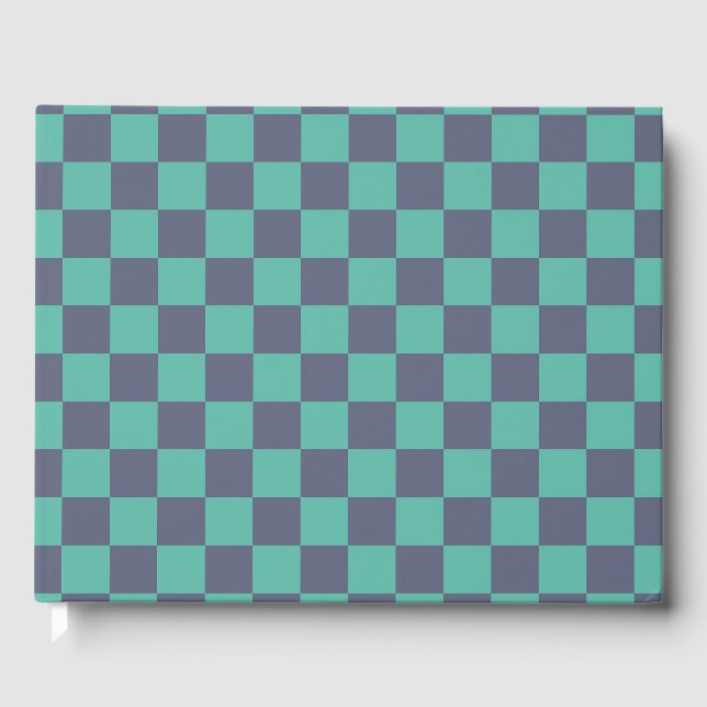 Blått och Grönt Checkerboard Gästböcker (Framsida)