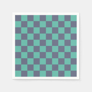 Blått och Grönt Checkerboard Pappersservett