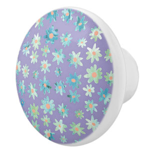 Blått och Grönt Daisy Keramisk knopp/Dra Knopp