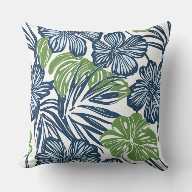 Blått och Grönt Dekorativ kudde (Framsida)