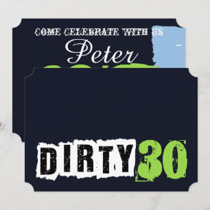 Blått och Grönt Dirty 30års födelsedag Party Inbjudningar