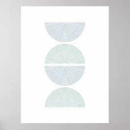 Blått och Grönt Färg-halvcirklar Minimalistisk kon Poster