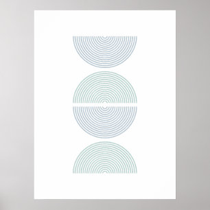 Blått och Grönt Färg-halvcirklar Minimalistisk kon Poster