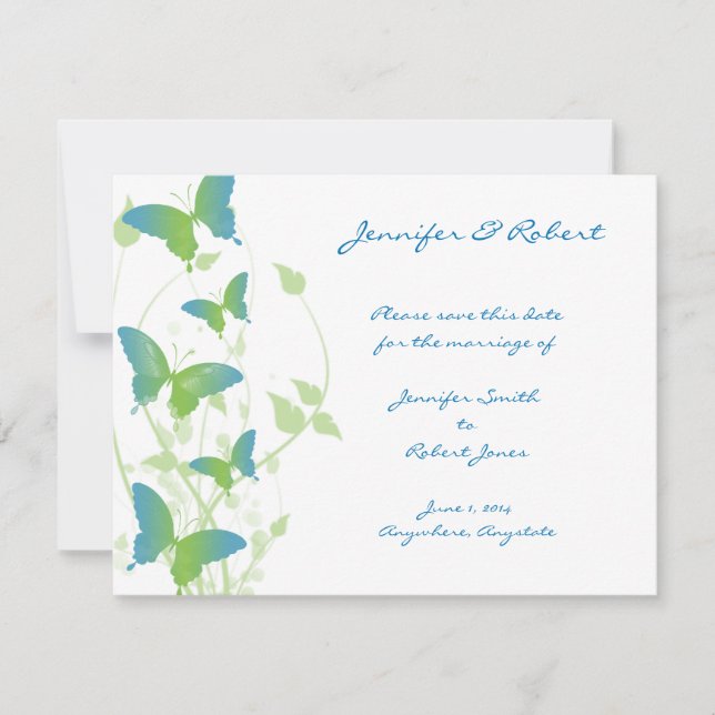 Blått och Grönt-fjärilsvin Spara datum Spara Datumet (Framsida)