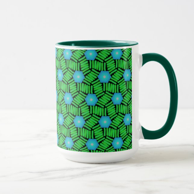Blått och grönt för packeMUGGJimette design Mugg (Höger)