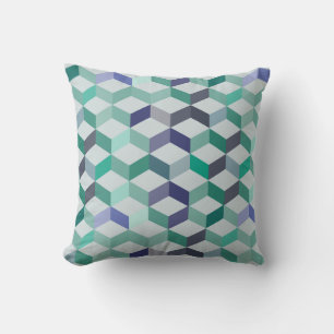 Blått och Grönt Geometric Mönster Dekorativ kudde