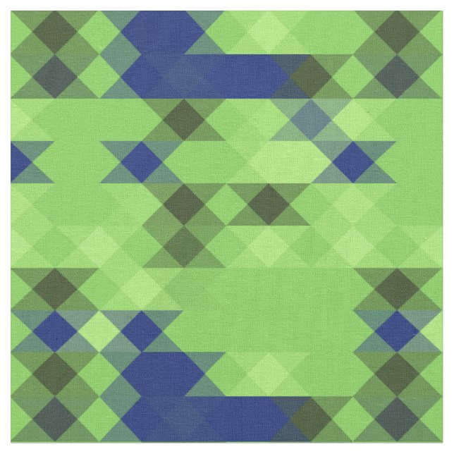 blått och grönt geometriskt mönster tyg (Närbild)
