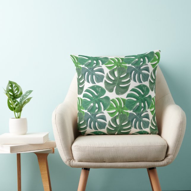 Blått och Grönt Handflatan Tropical Löv Mönster Kudde (Stol)