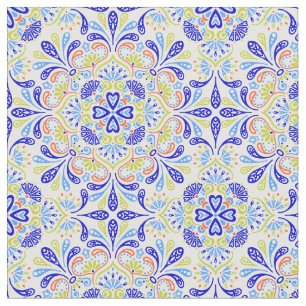 Blått och grönt kaleidoskop mönster tyg