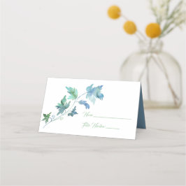 Blått och Grönt Löv Stem Namn-platskort Placeringskort