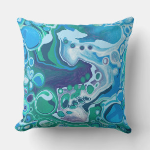 Blått och Grönt Marble Fluid Art Kudde