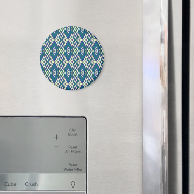 blått och grönt mönster med vit bakgrund magnet (In Situ (Fridge))