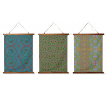 Blått och grönt mönster på textilier