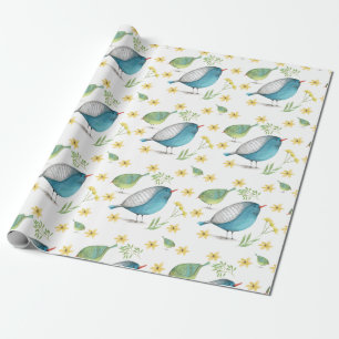 Blått och Grönt - Papper vattenfärgsomformning Presentpapper