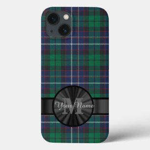 Blått och grönt tartan i monogram