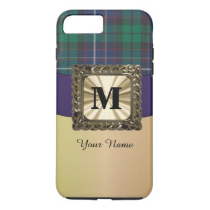 Blått och grönt tartan i monogram