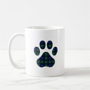 Blått och Grönt Tartan Play Hund Paw Skriv ut Mugg