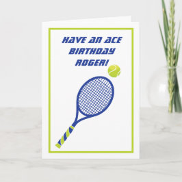 Blått och grönt Tennis Ace Birthday Postcard Kort