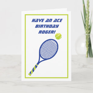 Blått och grönt Tennis Ace Birthday Postcard Kort