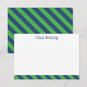 Blått och Grönt Tie Rand Personlig Note Card Tack Kort