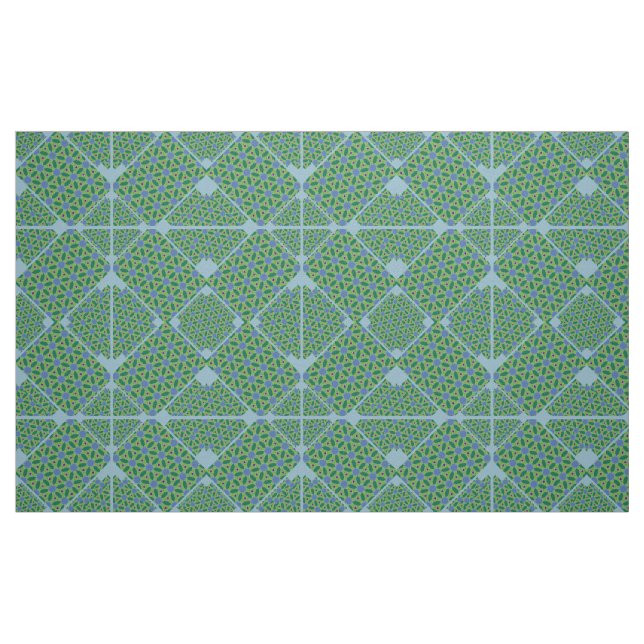 Blått och Grönt Triangel Mönster Tyg (Fat Quarter)