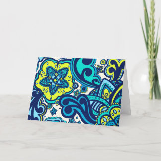 Blått- och gröntblommigtkort kort