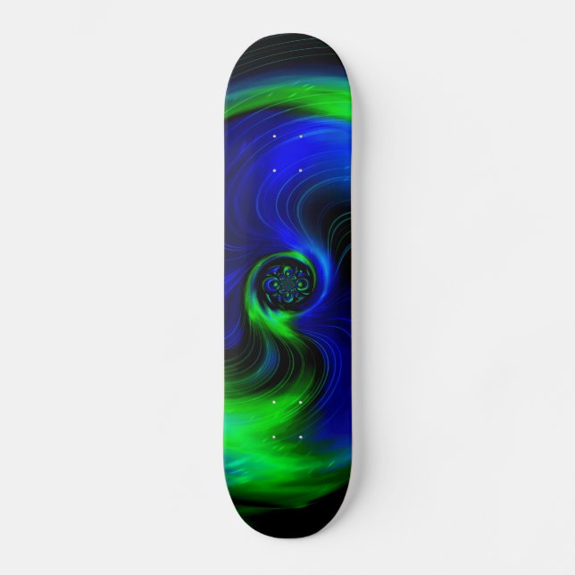 Blått- och gröntgalax skateboard bräda 21,5 cm (Framsida)