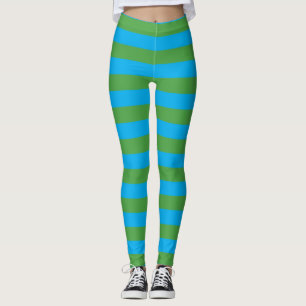 Blått- och grönthorisontalrandar leggings